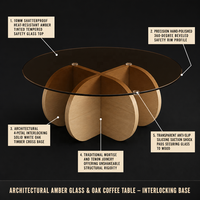Ensemble de table basse moderne de luxe en verre et bois rond noir convertible pour le salon