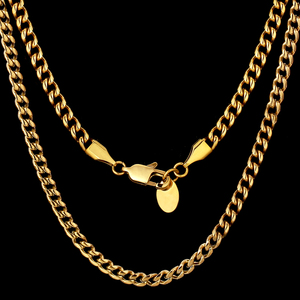 Joyería <span class=keywords><strong>al</strong></span> <span class=keywords><strong>por</strong></span> <span class=keywords><strong>mayor</strong></span> 3mm 4mm 6MM 18K oro PVD Acero inoxidable Miami Curb enlace cubano broche de langosta no se decolora collar mujeres hombres cadena - Product Image 1