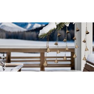PARIJAT Artesanías-Cascabeles de hierro antiguo 4 cuerdas colgantes campanas de viento decorativas para el hogar jardín Campana decorativa de Navidad - Product Image 1