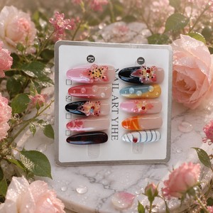 Uñas Postizas Acrílicas 3D con Diseño de Flores y Mariposas, Uñas Postizas Pre-Diseñadas, Largas, Estilo Stiletto, Almendradas, Cuadradas, para Salón de Belleza - Product Image 5