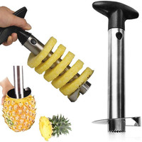 Trancheuse d'ananas manuelle en acier inoxydable robuste coupe-fruits et légumes de cuisine à domicile facile Logo personnalisé pour hôtels maisons