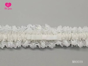 M80039 <span class=keywords><strong>Jarretière</strong></span> de mariage en dentelle <span class=keywords><strong>ivoire</strong></span>, organza, nœud et strass perlés, pour la mariée - Product Image 6