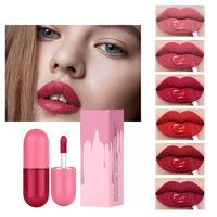 Mini velours Capsule brillant à lèvres en 6 couleurs pour dames longue durée anti-buée antiadhésif soyeux lisse mat rouge à lèvres crème