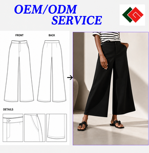 Pantalones de mujer al por mayor, de cintura alta, pierna ancha, hasta el tobillo, de crepé blanco liso, fabricados en Vietnam - Product Image 6