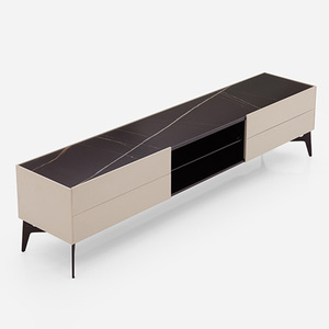 Meuble TV moderne <span class=keywords><strong>de</strong></span> luxe en panneaux <span class=keywords><strong>de</strong></span> bois avec fonction <span class=keywords><strong>de</strong></span> rangement, plateau rectangulaire en marbre pour salon, chambre et salle à manger - Product Image 6