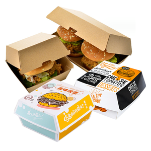 Boîte de papier de burger de restauration rapide jetable personnalisée en carton à emporter pour les restaurants à service rapide avec impression de revêtement UV - Product Image 1