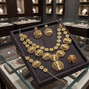Collares de Moda al por Mayor, Chapados en Oro de 14K, 18K y 24K, Estilo Dubái, Conjunto de Joyería Turca, Diseño Tradicional, Conjunto de Joyería Turca - Product Image 3