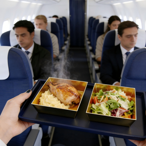 Plateau de service durable en plastique ABS pour l'aviation, avec bords lisses et sans bavures, idéal pour la restauration aérienne et les services alimentaires - Product Image 1