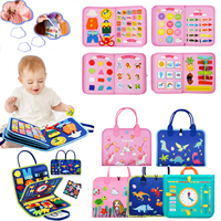 Jouets Montessori en feutre, planche d'activités pour l'éducation précoce, planche sensorielle pour l'apprentissage de la motricité fine, matériau en tissu