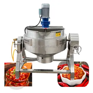 Gas heating Tomato Paste Cooking mixer machine / 500l hot sauce jam making jacketed steam kettle jacketed cooking kettle