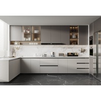 Ensemble d'armoires de cuisine suspendues modulaires en contreplaqué style Shaker moderne, avec accessoires de robinetterie en granit et acier inoxydable, placards entièrement en bois pour usage domestique