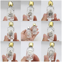 Offre Spéciale – Mini Bouteille de Lotion en Verre Trempé de 15 ml avec Statue de Fatima Gravée – Décoration de Noël Écologique pour Eau Bénite