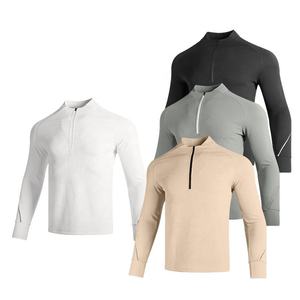 Men's <b>Long</b> <b>Sleeve</b> 1/4 Zipper Fitness Pullover <b>T</b>-<b>Shirt</b> Gym Sports Winter Sports <b>Shirt</b> Made of Polyester/Cotton Fleece - Product Image 1