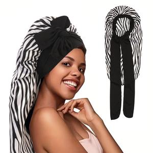 Chapeau de nuit en soie de luxe extra long avec large bande pour femmes aux <span class=keywords><strong>cheveux</strong></span> longs <span class=keywords><strong>bouclés</strong></span>, <span class=keywords><strong>bonnet</strong></span> de nuit en satin léopard pour tresses, perruques, dreadlocks - Product Image 6