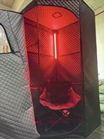 Sauna portabel modern Hemlock ukuran penuh 1500W, kapasitas 3L, dengan jendela transom, kontrol jarak jauh, kursi lipat, cocok untuk gym, spa, dan hot tub.