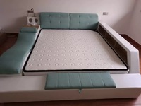 Ensemble de lits modernes King Size rembourrés intelligents avec massage et USB multifonction, pour chambre à coucher, meubles de maison, également disponible en Queen Size