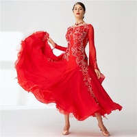 B-2019 lisse Fait Sur Commande robes de danse de compétition de haute qualité en mousseline de soie rouge danse de salon robes de Chine