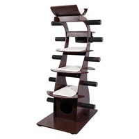 [En stock] Tour pour chat marron, arbre à chat moderne pour chats d'intérieur avec poteau à gratter, condo d'escalade pour chat avec niche rembourrée