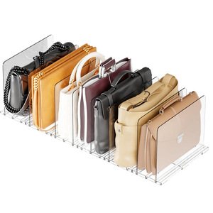 Présentoir de rangement en acrylique pour sacs à main, pour armoire, 6 bases et 8 séparateurs, organisateur gain de place - Product Image 2