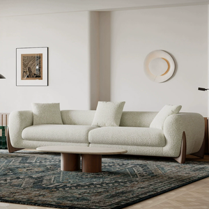 मेमने ऊन आधुनिक वर्ग कपड़े सोफे बिस्तर के अनुकूल स्पंज छोटे-स्थान ठोस लकड़ी के पैर रहने वाले कमरे के कमरे के फर्नीचर - Product Image 2