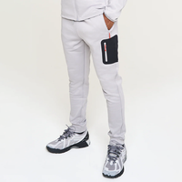 Joggers ajustés personnalisés, blocs de couleur, poches zippées, en molleton bouclette épais, pantalons décontractés et confortables pour hommes