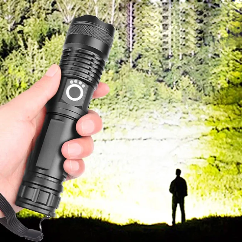 High Lumen Handheld Flash Light Rechargeable LED Water Resistant Camping Torches Adjustable Focus Zoom Tactical Flashlight