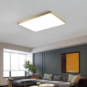 2023 New Modern <b>LED</b> <b>Ceiling</b> <b>Lights</b> Gold Rectangular <b>Round</b> Fixture for Living Rooms & Bedrooms Copper Body AC Power Source - Product Image 2