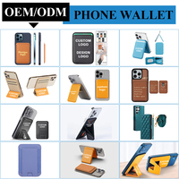 Porte-cartes magnétique en cuir de luxe avec logo personnalisé, avec emplacement pour carte, portefeuille en cuir, étui de téléphone pour iPhone