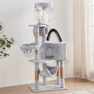 Menara pohon pendakian kucing rumah tangga dan tiang penggaruk dilengkapi dengan sikat dan rumah kucing - Product Image 1