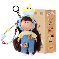 Porte-clés Poupée Pomme de Terre Mignonne avec Chapeau Cerise, Pendentif Poupée Fille, Chaîne de Perles Étoile, Ornement de Sac, Cadeau pour Filles