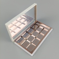 Palet Eyeshadow 8 warna persegi panjang kemasan rias dengan cermin casing Perona mata bubuk persegi kosong