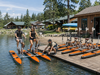 Vélo aquatique gonflable en PVC pour 2 personnes, personnalisable avec logo OEM/ODM, garantie 2 ans, idéal pour les opérateurs de location en station balnéaire et les distributeurs