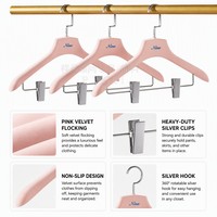 Cintres de luxe pour robes de mariée pour magasins de vêtements, en dentelle blanche floquée, avec crochet ABS/métal, multifonctionnels, revêtement en velours rose