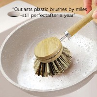 Ensemble d'outils de nettoyage multi-usages en bambou et sisal naturel, fabriqués à la main, sans plastique, durables et écologiques, pour vaisselle, casseroles et poêles