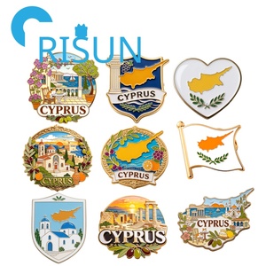 Imán de nevera, broche, pin o insignia magnética personalizada al por mayor con diseño de corazón, mapa de viaje de la bandera mediterránea, ojo azul, aceituna y Chipre, recuerdo. - Product Image 1