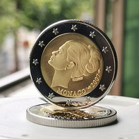 Pièces de monnaie en métal du Nouvel An, 8 grammes, laiton, 2007, Monaco, pièces commémoratives bimétalliques, pièce de monnaie de défi ronde