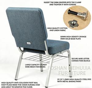Chaises <span class=keywords><strong>d</strong></span>'<span class=keywords><strong>église</strong></span> empilables en gros pour usines, mobilier de théâtre, chaises de lutrin <span class=keywords><strong>d</strong></span>'<span class=keywords><strong>église</strong></span> en métal de style moderne avec étagères <span class=keywords><strong>à</strong></span> livres - Product Image 3