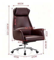 Chaise de bureau ergonomique moderne et confortable à hauteur réglable avec base en acier et revêtement en cuir PU, pivotante pour la maison et les bureaux professionnels