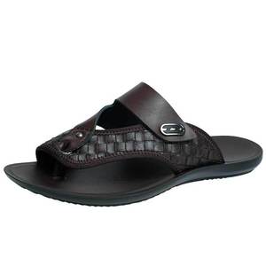 Sandalias de Hombre con Correa en T, Primera Capa de Piel de Vaca, Suela de Goma Antideslizante, Diseño Casual para la Playa, Punta Abierta - Product Image 4
