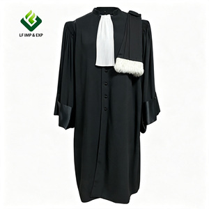 Túnica de <span class=keywords><strong>Abogado</strong></span>, Vestido de <span class=keywords><strong>Abogado</strong></span> Clásico Negro, Uniforme de Tribunal para Abogados, Tallas para Hombre y Mujer Disponibles - Product Image 1