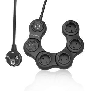 מפצל חשמל עם 4 שקעים ו-2 יציאות USB, כולל מתאם נסיעות, מתג, 16A, 3 שקעים, עשוי מחומר PC, תקן CE, 110-250V, 5V 3.1A - Product Image 6