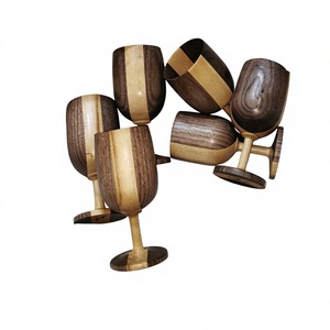 AZ ENTERPRISES - Juego de 2 Copas de Vino de Madera Ecológicas Hechas a Mano, Modelo AZE-WG035, Capacidad de 250 ml, Diseño Moderno para Cócteles y Fiestas - Product Image 3