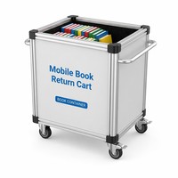 Chariot de retour de livres mobile en alliage d'aluminium robuste avec poignée en acier inoxydable, revêtement en feutre, écologique et résistant à la rouille pour bibliothèque