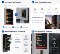 Panneau de menu numérique Drive-Thru couleur, écran LCD extérieur, audio bidirectionnel, IP65, système de commande tactile, CMS SDK, texte, pour magasin de détail