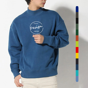 Custom Men's Mock Neck Sweatshirt 100% Cotton 280GSM French Terry Streetwear Oversized Men's Pullover <b>Top</b> - Product Image 1