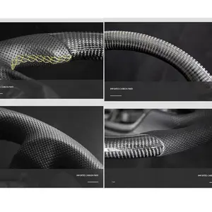 พวงมาลัยรถอุปกรณ์เสริมสำหรับ VW Golf 8 GTI พวงมาลัยคาร์บอนไฟเบอร์หนังเจาะรู - Product Image 5