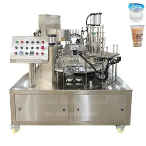 Full-Automatic Rotary juice liquid water yogurt Cup Filling Sealer Plastic Cup Filling Packing Machinery