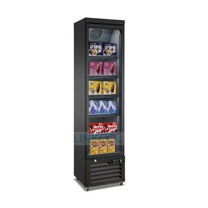 Congelador vertical delgado de la exhibición para el refrigerador de pie comercial del supermercado del helado con el LED y los estantes ajustables - Product Image 1