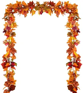 <span class=keywords><strong>Guirlande</strong></span> de fleurs et feuilles d'érable artificielles, ornement mural suspendu, <span class=keywords><strong>pour</strong></span> la maison, des escaliers, des fenêtres, vente en gros, 6 pièces - Product Image 1