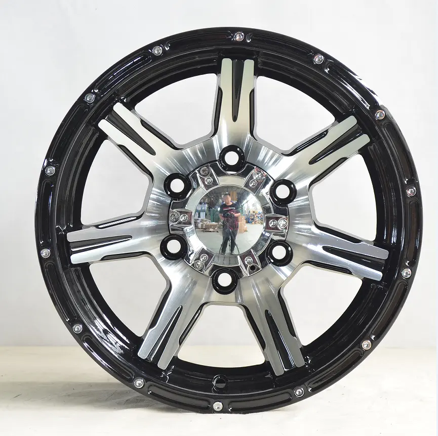 15x7 15x8 16x8インチディープリップホイール、クロームリベット付きPCD114.3-139.7キャスティングリム4x4オフロードフィットSUV用